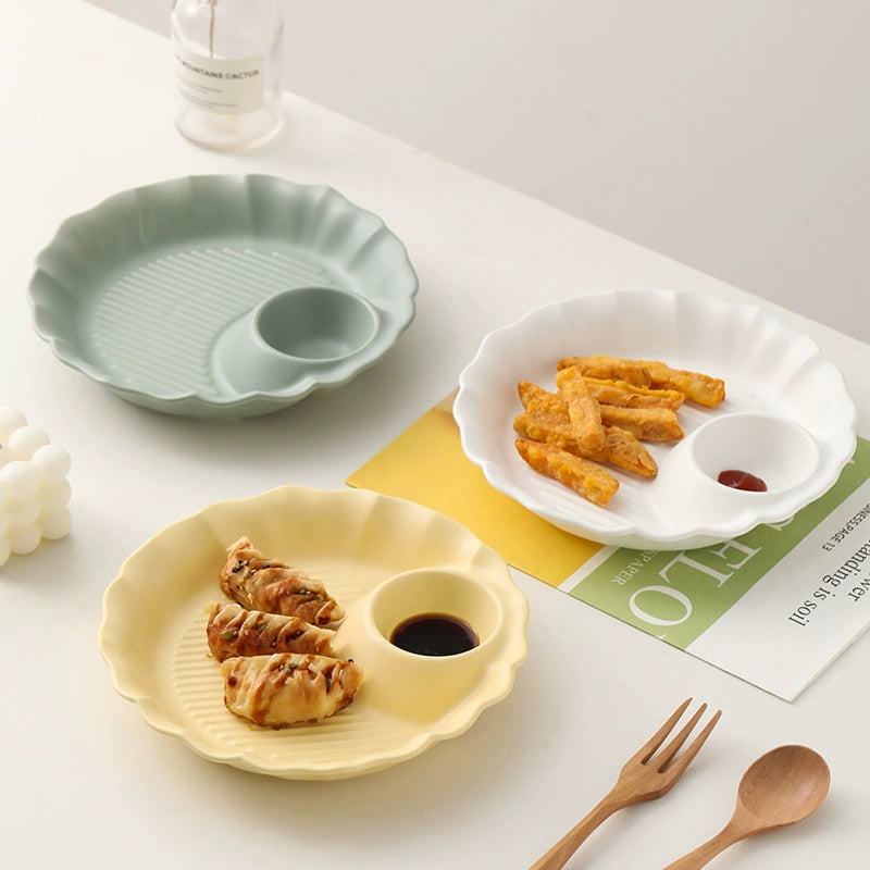 Flower Rim Ceramic Sauce Plate