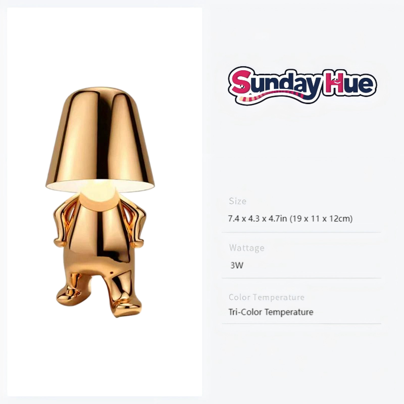 Gold Soulster Lamp standing with hands on hips, radiating empowerment and confidence