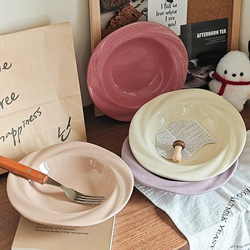 Nordic Pastel Glazed Ceramic Soup Plate
