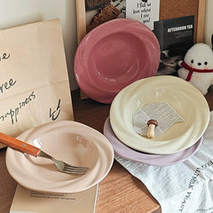 Nordic Pastel Glazed Ceramic Soup Plate