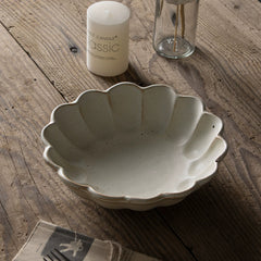 Vintage Lotus-Shaped Ceramic Salad Bowl