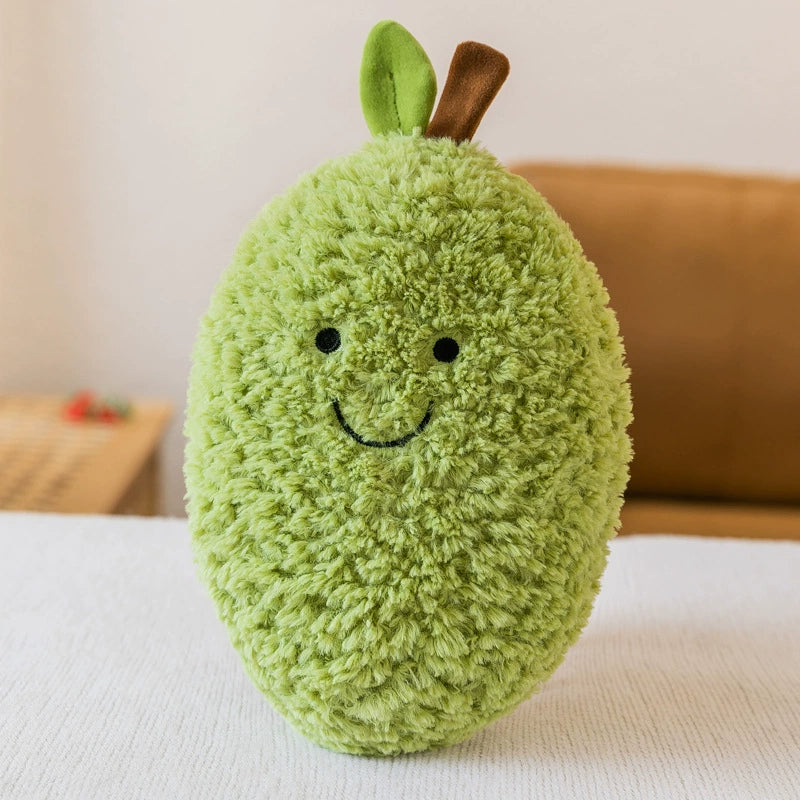 Fluffy Lemon plush toy with a little brown stem and green leaf