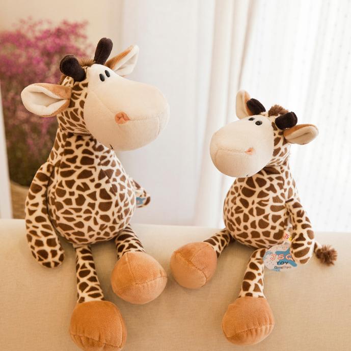 Two giraffe plush toys of different sizes, highlighting detailed craftsmanship and size options as Plush Toys