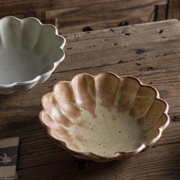 Vintage Lotus-Shaped Ceramic Salad Bowl