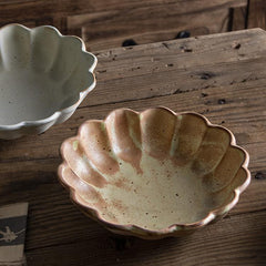 Vintage Lotus-Shaped Ceramic Salad Bowl