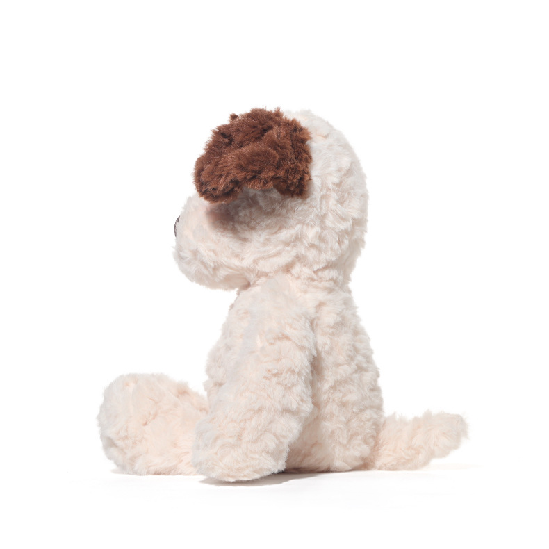 Side view of Jack the Sad Puppy Plush displaying fluffy body and tail