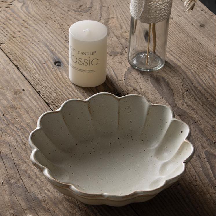 Vintage Lotus-Shaped Ceramic Salad Bowl