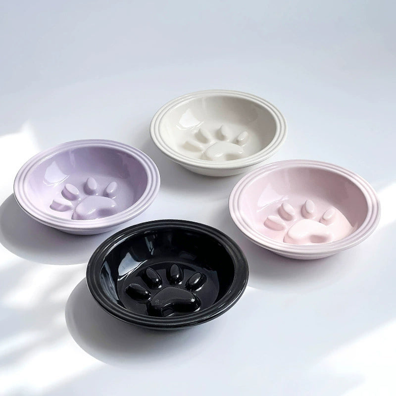 Minimalist Ceramic Slow Feed Cat Bowl