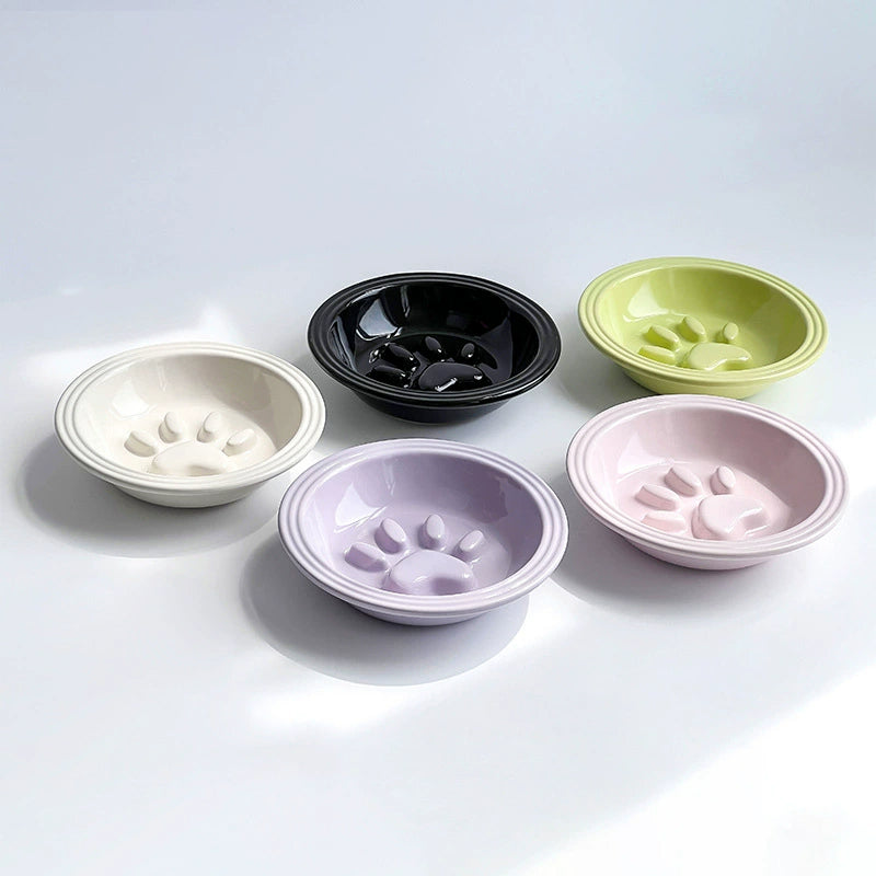 Minimalist Ceramic Slow Feed Cat Bowl