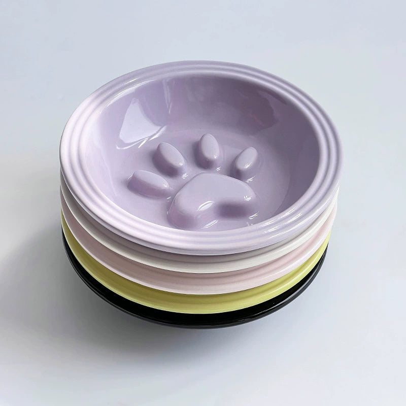 Minimalist Ceramic Slow Feed Cat Bowl