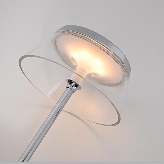 Close-up of the transparent lampshade and soft light of the Creative Modern Desk Lamp, highlighting its minimalist design.