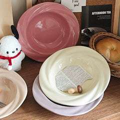 Nordic Pastel Glazed Ceramic Soup Plate