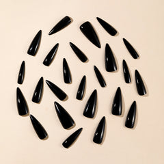 Long Stiletto Black Press-On Nails