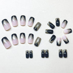 Black Gold Sweet Cool Medium-Long Press-On Nails