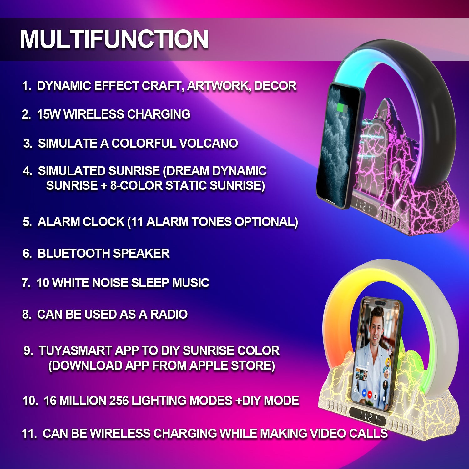 Sunrise Flame Mountain Graffiti Wake-Up Lamp