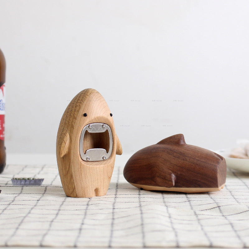 Creative Solid Wood Cartoon Bottle Opener
