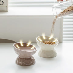 Ceramic Textured Elevated Cat Bowl