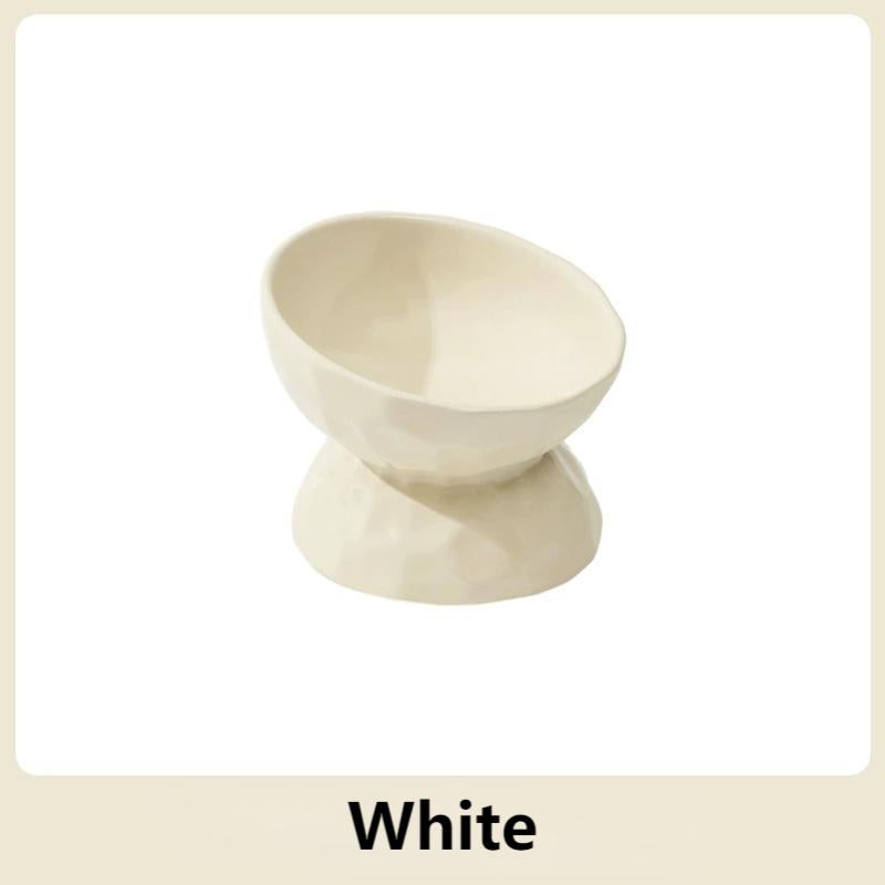 Ceramic Textured Elevated Cat Bowl