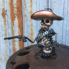 Cowboy Skull Gunslinger Hood Resin Sculpture
