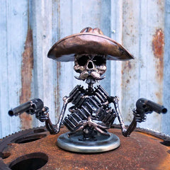 Cowboy Skull Gunslinger Hood Resin Sculpture
