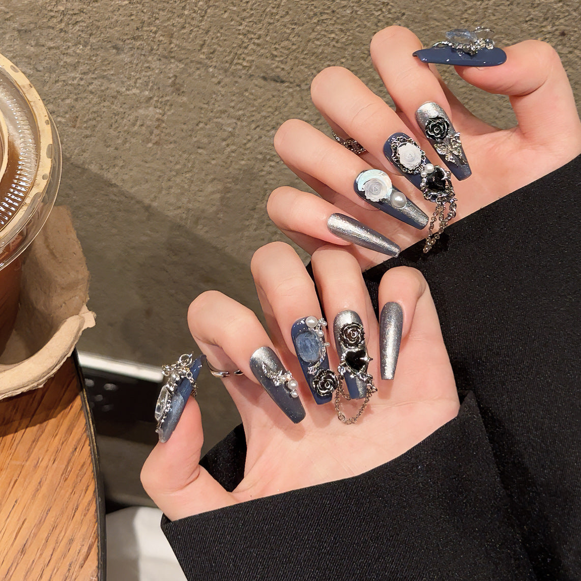 Luxurious Rose Handmade Press-On Nails
