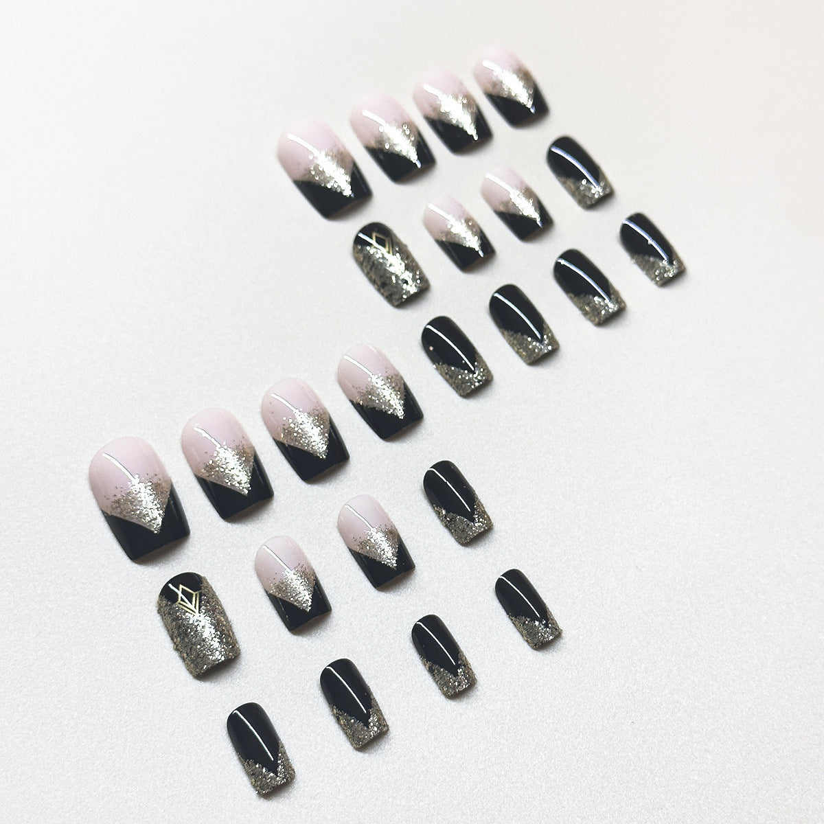 Black Gold Sweet Cool Medium-Long Press-On Nails