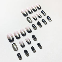 Black Gold Sweet Cool Medium-Long Press-On Nails