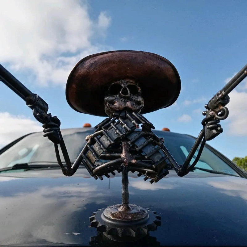 Cowboy Skull Gunslinger Hood Resin Sculpture