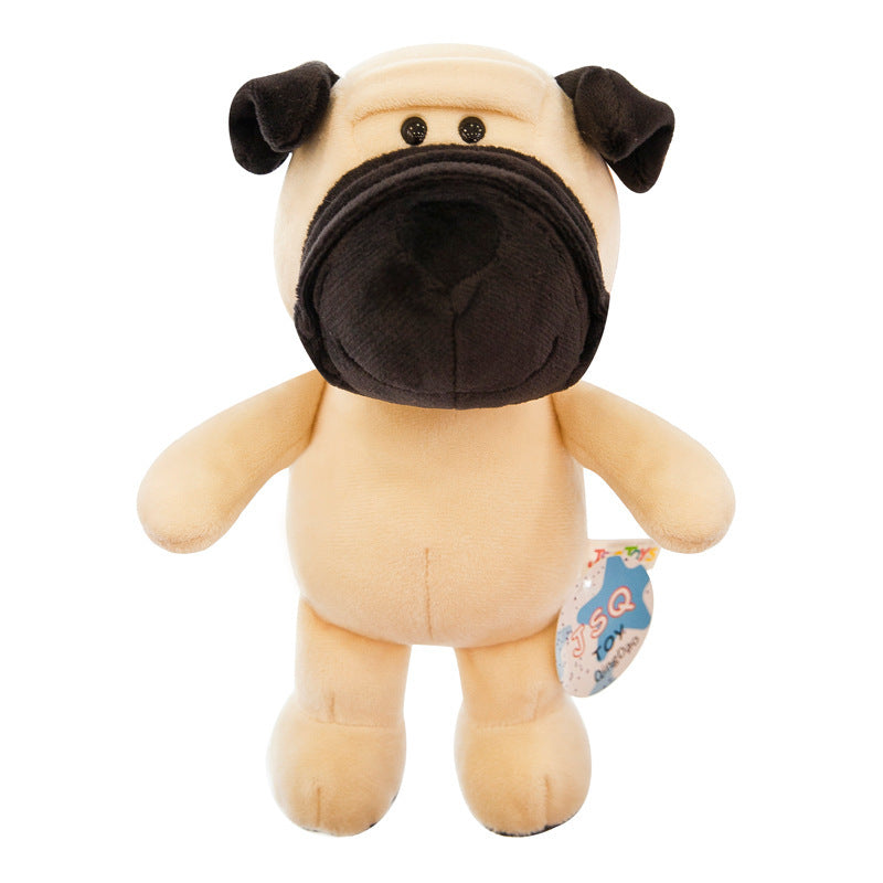 Soft pug dog plush toy standing upright, featuring a welcoming face and plush finish, ideal for emotional support as Plush Toys