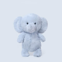 Front view of a blue Tiny Animal Series Plushie Elephant, soft long plush toy