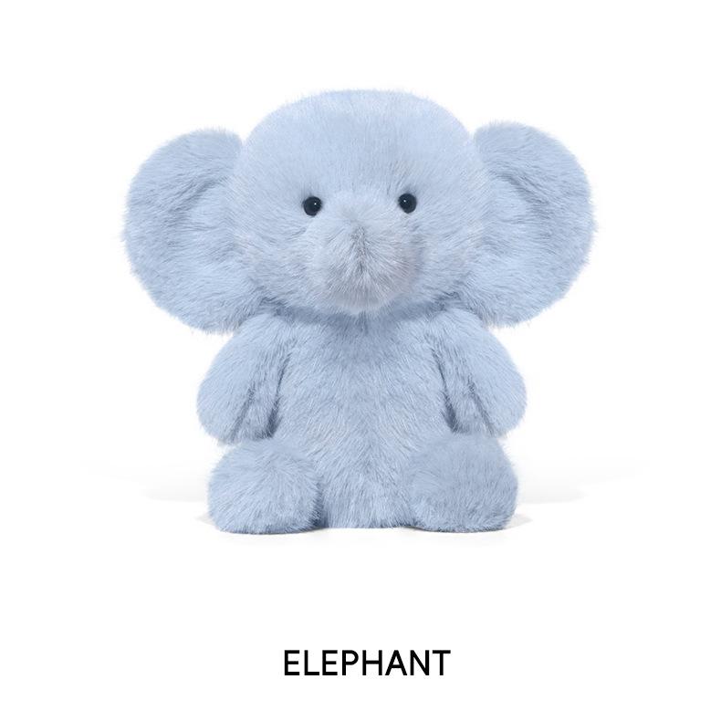 Labelled elephant variant of Tiny Animal Series Plushie, long plush material