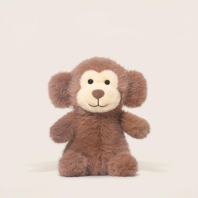 Brown monkey plushie from Tiny Animal Series, joyful and soft