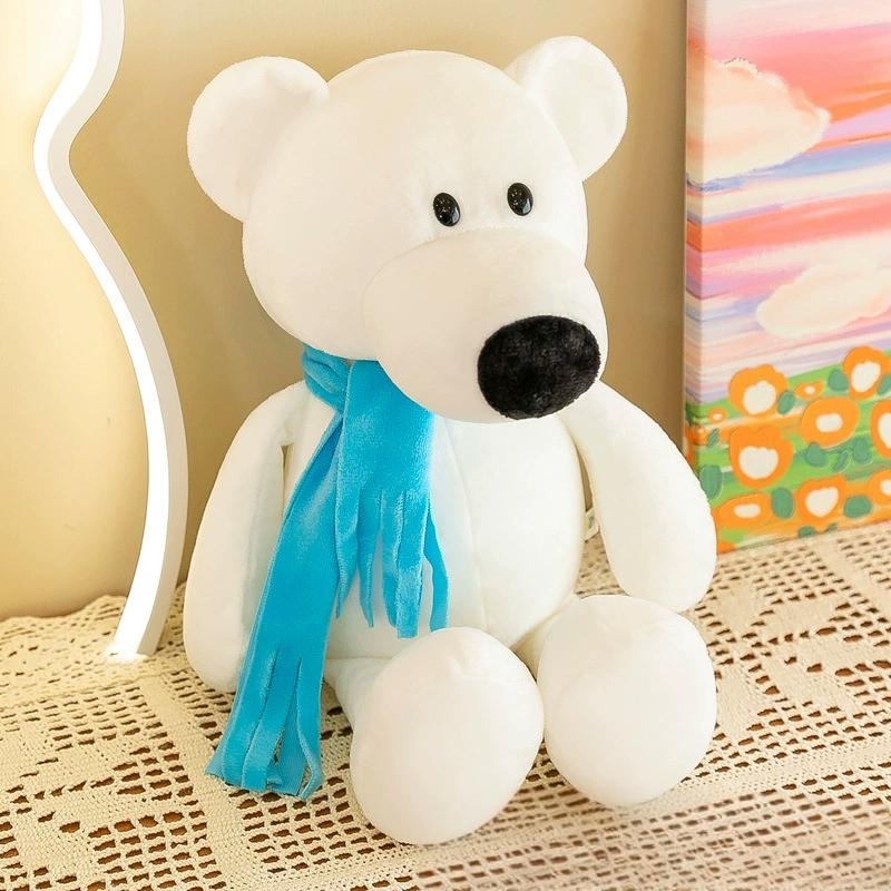 White bear plush toy accented with a blue scarf, providing soft spiritual encouragement as Plush Toys