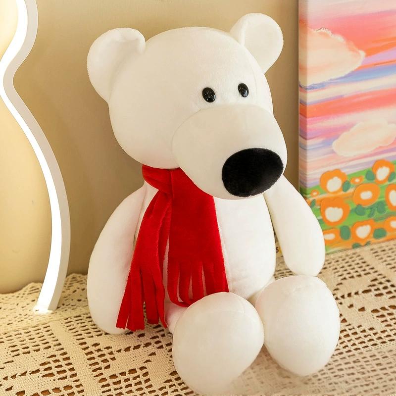 White bear plush toy featuring a red scarf, blending festive spirit and cozy touch as Plush Toys