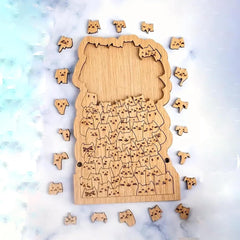 Wooden Laser-Cut Hundred Cats Puzzle Toy