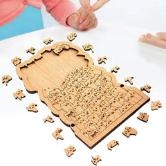 Wooden Laser-Cut Hundred Cats Puzzle Toy