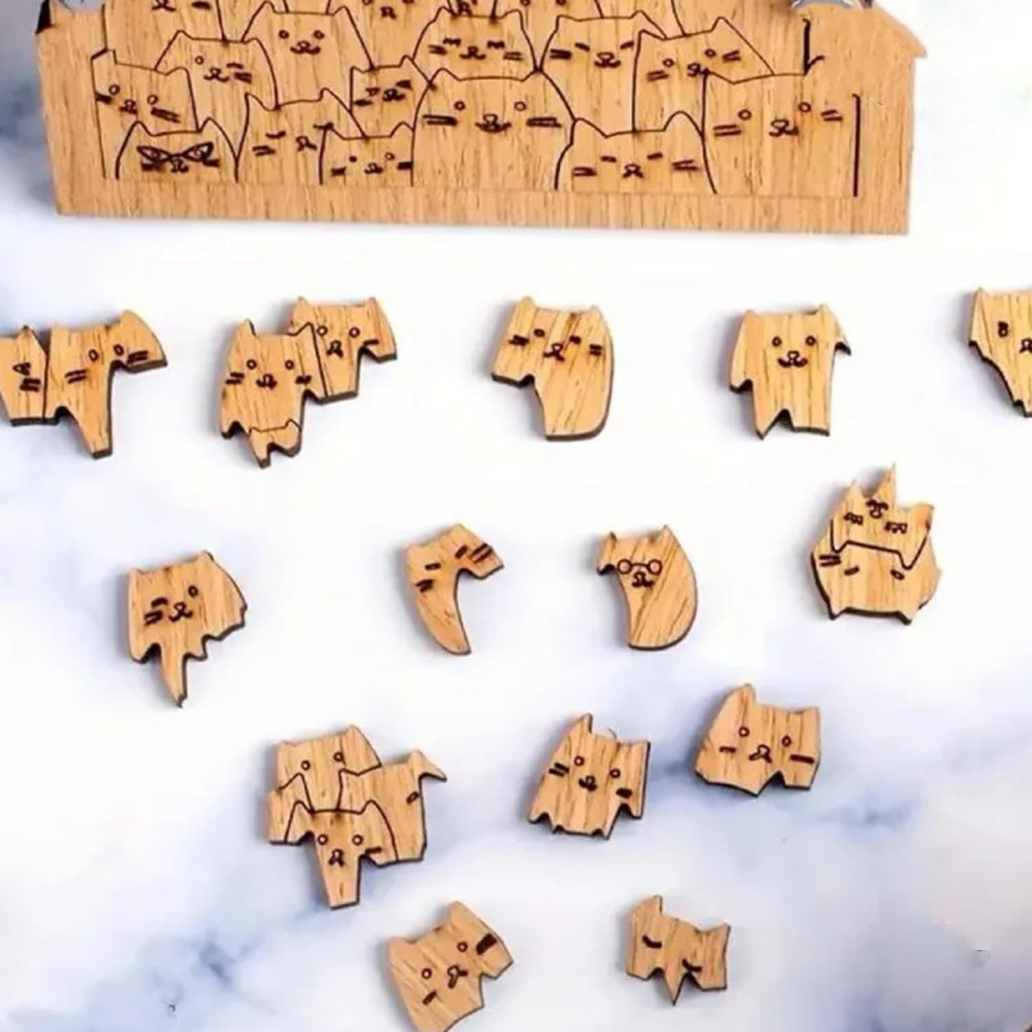 Wooden Laser-Cut Hundred Cats Puzzle Toy