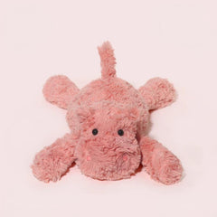 Front view of hippo laying plush in sweet pink, crafted for tender emotional support