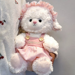 Princess Lamb Plush dressed in adorable pink skirt and ruffled hat