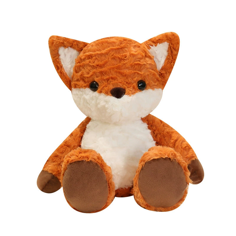 Front view of the Running Fox Plush Toy sitting upright, showcasing its plush texture and warm colors.