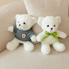  teddy-bear-plush-grey-sweater-green-bow